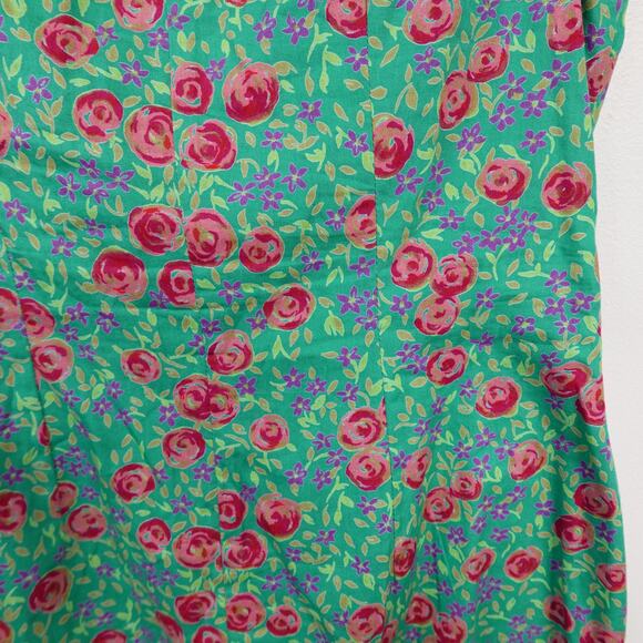 Vintage Plenty by Tracy Reese Green Floral Crystal Beaded Cotton Mini Dress 8 - Picture 16 of 16